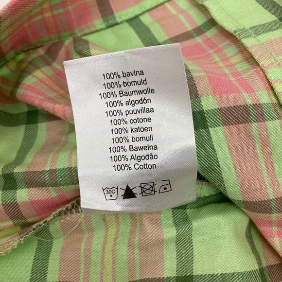 The Ragged Priest Symbol Plaid Cargo Pants Size S Hi-rise Green Pink 100% Cotton - Picture 9 of 9